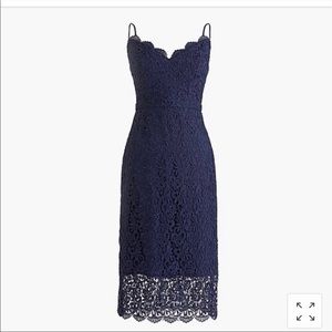 Jcrew Spaghetti Strap Guipere Dress - Navy